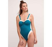 Monsoon Sabrina Textured Contrast Trim Swimsuit Teal