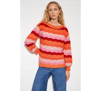 Monsoon Sasha Scallop Stripe Jumper Pink Pink S