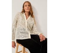 Monsoon Seema Sequin Shirt Silver Silver