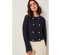 Monsoon Women's Skye Double-Breasted Waffle Knit Cardigan Blue | Size: Medium Monsoon Blue M