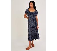 Monsoon Square Neck Jersey Print Dress In Blue Blue L