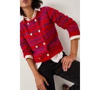 Monsoon Starla Stripe Double Breasted Cardigan Red Red M