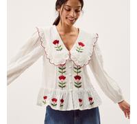 Monsoon Talia Tulip Embroidered Top WHITE SIZE 16