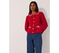 Monsoon Textured Scallop Edge Collared Cardigan Red