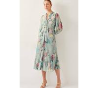 Monsoon Women's Agnes Floral Pleated Midi Dress Green | Size: 10 Monsoon Green 10