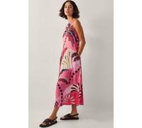 Monsoon Women's Alex Palm Print Midi Dress in Pink | Size: XL