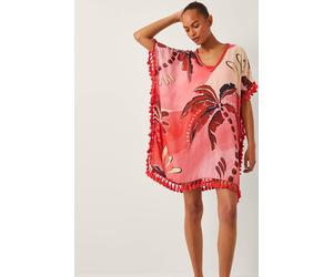 Monsoon Women's Alex Palm Tassel Mini Kaftan Orange | Size: Large