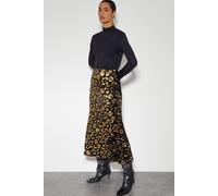 Monsoon Women's Arwen Sequin Leopard Velvet Midi Skirt Black | Size: 8 Monsoon Black 8