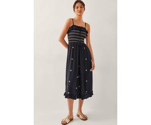 Monsoon Women's Blair Embroidered Frill Midi Dress Black | Size: XL