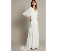 Monsoon Women's Cali Embellished Cape Sleeve Wedding Dress Ivory | Size: 14 Monsoon Ivory 14
