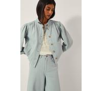 Monsoon Women's Ciara Puff Sleeve Denim Jacket Blue in Pale Blue | Size: XL