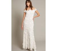 Monsoon Women's Clare Floral Embroidered Bardot Wedding Dress Ivory | Size: 16