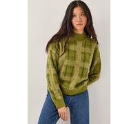Monsoon Women's Cleo Brushed Check Print Jumper Green | Size: Small