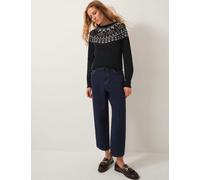 Monsoon Women's Cotton Blend Fair Isle Crew Neck Jumper - XXL - Black, Black