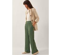 Monsoon Women's Daisey Geometric Wide Leg Trousers Green | Size: XL Monsoon Green XL