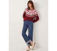 Monsoon Women's Embellished Fair Isle Jumper - Cherry Red, Cherry Red