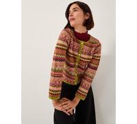 Monsoon Women's Fair Isle Crew Neck Cardigan - M - Pink Mix, Pink Mix