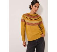 Monsoon Women's Fair Isle Crew Neck Jumper - Yellow, Yellow,Blue