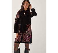 Monsoon Women's Faye Floral Velvet Mini Tunic Dress Black | Size: 18