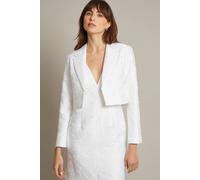 Monsoon Women's Faye Hand-Beaded Jacquard Cropped Bridal Jacket Blue in Ivory | Size: 6 Monsoon Ivory 6