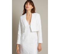 Monsoon Women's Faye Hand-Beaded Jacquard Cropped Bridal Jacket Blue in Ivory | Size: 6 Monsoon Ivory 6