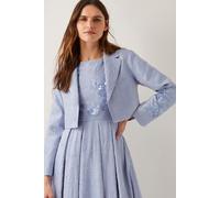 Monsoon Women's Faye Hand-Beaded Jacquard Cropped Bridal Jacket Blue | Size: 22 Monsoon Blue 22