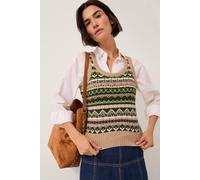 Monsoon Women's Fira Fair Isle Knitted Tank Top Green | Size: Large