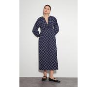 Monsoon Women's Frankie Tie Front Check Print Maxi Dress in Blue | Size: Medium