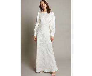 Monsoon Women's Grace Long Sleeve Satin Wedding Dress Ivory | Size: 10 Monsoon Ivory 10