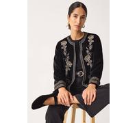 Monsoon Women's Heather Floral Embellished Velvet Jacket Black | Size: XL
