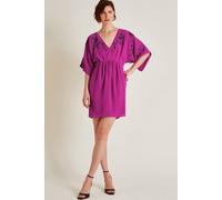 Monsoon Women's Isla Embellished Short Sleeve Mini Dress Pink | Size: 22