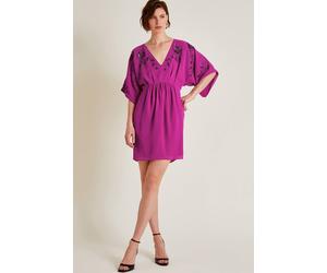 Monsoon Women's Isla Embellished Short Sleeve Mini Dress Pink | Size: 8