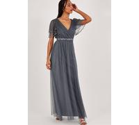 Monsoon Women's 'Isla' Spot Mesh Maxi Dress in Blue | Size: 6