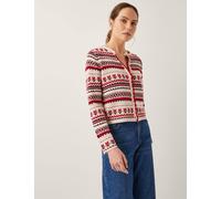 Monsoon Women's Jacquard Fair Isle Cardigan with Wool - Ivory, Ivory
