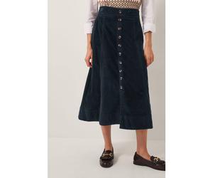 Monsoon Women's Jamie Button Corduroy Midi Skirt Blue in Navy | Size: 12 Monsoon Navy 12