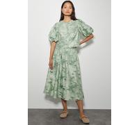 Monsoon Women's Josie Puff Sleeve Floral Jacquard Top Green | Size: 22 Monsoon Green 22