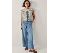Monsoon Women's Judy Geometric Quilted Waistcoat Ivory | Size: 2XL