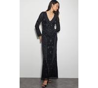 Monsoon Women's Lorelai Beaded Long Sleeve Maxi Dress Black | Size: 22