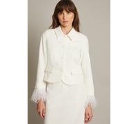 Monsoon Women's Luisa Feather Cuff Wedding Jacket Ivory | Size: 12 Monsoon Ivory 12
