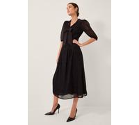 Monsoon Women's Mae Polka Dot Devor Midi Dress Black | Size: 10