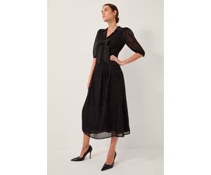 Monsoon Women's Mae Polka Dot Devor Midi Dress Black | Size: 16