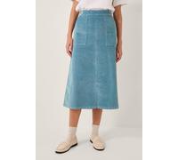 Monsoon Women's Malika Corduroy Midi Skirt Blue in Pale Blue | Size: 14