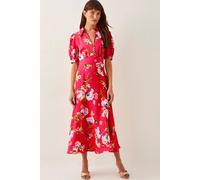 Monsoon Women's Meredith Floral Midi Shirt Dress Red | Size: 8