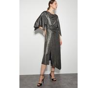 Monsoon Women's Mila Drape Metallic Jersey Midi Dress Gold | Size: 24 Monsoon Gold 24