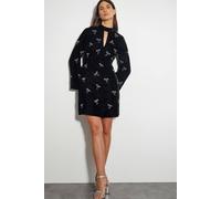 Monsoon Women's Moira Embroidered Bow Dress Black | Size: 16