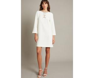 Monsoon Women's Paola Bow Diamante Shift Wedding Dress Ivory | Size: 18