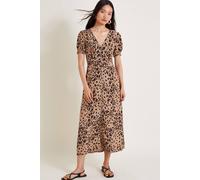 Monsoon Women's Raife Midi Leopard Print Tea Dress Natural | Size: 20