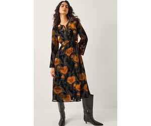 Monsoon Women's Reese Devor Polka Dot Midi Dress Black | Size: 8 Monsoon Black 8