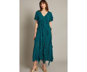 Monsoon Women's Renata Ruffle Maxi Dress Blue in Teal | Size: 12 Monsoon Teal 12
