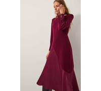 Monsoon Women's Saz Asymmetrical Mix Satin Midi Dress Red | Size: 14